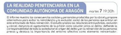 FNAC: La realidad penitenciaria en la comunidad autónoma de Aragón